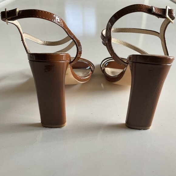 X2B Women's Brown Chunky High Heel Sandal Open Toe Ankle Strap Dress Shoe - Picture 3 of 6